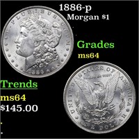 1886-p Morgan $1 Grades Choice Unc
