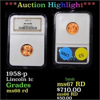 *Highlight* 1958-p Lincoln 1c Graded ms66 rd