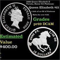 2006 Queen Elizabeth II Tuvalu, Horse $15 Platinum