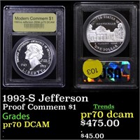 1993-S Jefferson Proof Commem $1 Graded GEM++ Proo