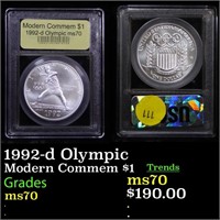 1992-d Olympic Modern Commem $1 Graded ms70, Perfe