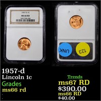 1957-d Lincoln 1c Graded ms66 rd