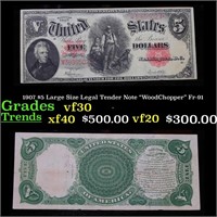 1907 $5 Large Size Legal Tender Note "WoodChopper"