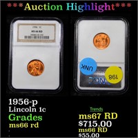 *Highlight* 1956-p Lincoln 1c Graded ms66 rd