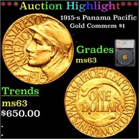 *Highlight* 1915-s Panama Pacific Gold Commem $1 G