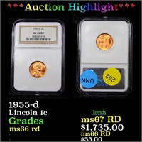 *Highlight* 1955-d Lincoln 1c Graded ms66 rd