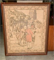 Lot #1527 - Large framed antique tapestry