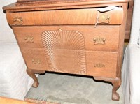 Lot #1588 - Oak three drawer chest of drawers