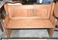 Lot #1605 - Antique Pine Church Pew bench 21”