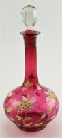 Lot #1639 - Cranberry font hand painted floral