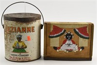 Lot #1647 - Luzianne Coffee tin, wooden painted