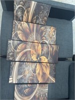 5 PC LARGE FLORAL CANVAS WALL HANGINGS