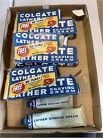 Vintage 3 Colgate Leather Shaving Cream Kits Full