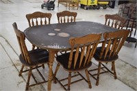 Wooden DiningTable w/ 6 Chairs (smoke damage)