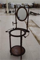 Wooden Washpot Vanity w/ Mirror (smoke damage)