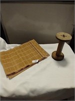 (4) Wooden Placemats & Wooden Spool
