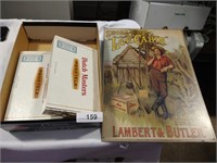 Metal Lambert,Butler Sign, & (2) Cigar Boxes