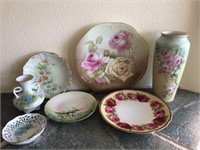 Lot 1930's decorative: Floral Vase/Plates Etc.
