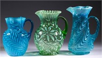 From a large selection of opalscent glass including many water pitchers.