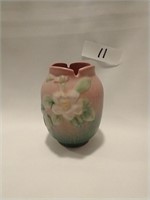 Roseville Pink White Rose Vase Pottery