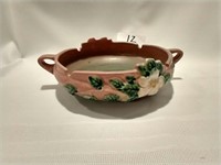Roseville Pink White Rose Bowl Pottery