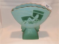 Roseville Aqua Silhouette Fan Vase (Nude) Pottery