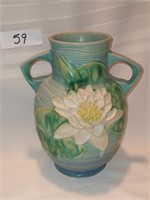 Roseville Blue Water Lily Vase Pottery