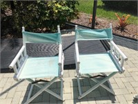 Outdoor Furniture: Set 4 Directors Chairs/Umbrella