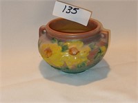 Roseville Brown Peony Jardiniere Pottery