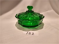 Fostoria Coin Glass Emerald Candy Box with Cover