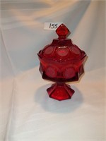 Fostoria Coin Glass Ruby Wedding Bowl with Cover