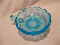 Fostoria Coin Glass Nappy with Handle - Blue