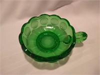 Fostoria Coin Glass Nappy with Handle - Emerald