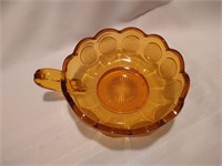 Fostoria Coin Glass Nappy with Handle - Amber