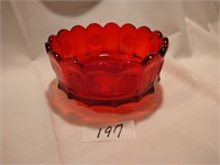 Fostoria Coin Glass 8 inch Round Bowl - Ruby