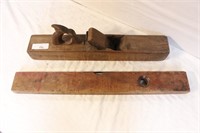 Vintage Wood Handplane & Level