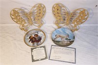 2 Butterfly Decor /  2 Collectors Plates
