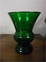 10-1/2" Tall Green Glass Vase