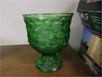 6-1/2" Tall Green Glass Vase