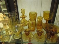 Vintage Light Amber Glass Collection - 17pc