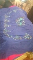 Sharp blue king size bedspread with floral d