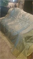 King size moss green bedspread with applied