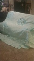 Beautiful king size powder blue silk bedspread