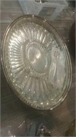 Silver plate with glass insert divided 4 olives