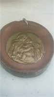 Religious Medallion mounted in Wood piece