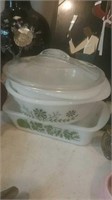 Group of three glasbake casserole dishes in one
