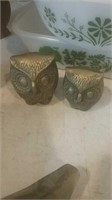 Pair of brass owls