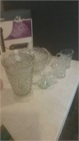 Large glass Ware group bowls pitcher creamers Etc