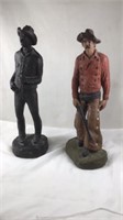 Classic Carved Cowboy Statue (2) 12"