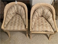 Two Cain Back & Bottom Upholstered Chairs
